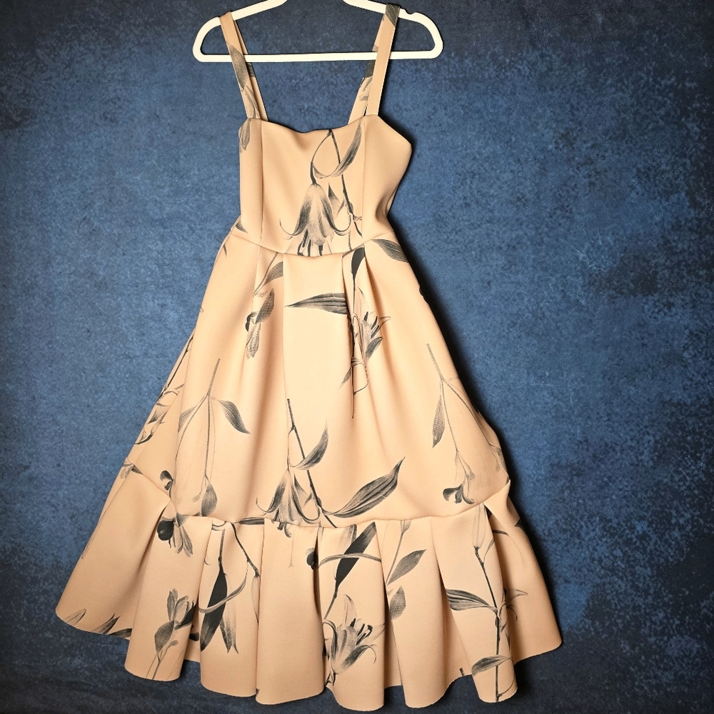 ASOS Beige Floral Midi Dress - Picture 2 of 11
